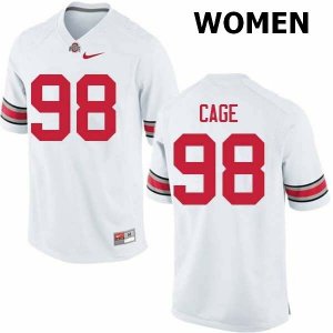 NCAA Ohio State Buckeyes Women's #98 Jerron Cage White Nike Football College Jersey QHK4545KF